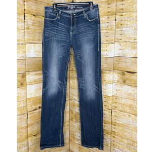 ROCK 47 BY WRANGLER LOW RISE CROSS CASUAL WESTERN BOOTCUT RODEO BLING JEANS